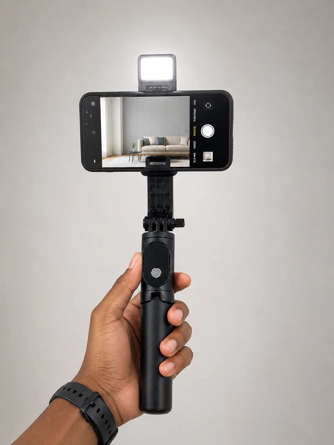 WISDOMUP SelfieCom-02 Extendable Selfie Stick Tripod with LED Light