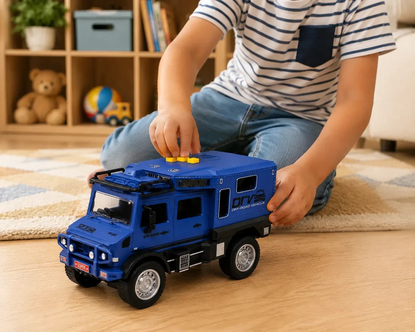 Blue Military Off-Road Toy Truck