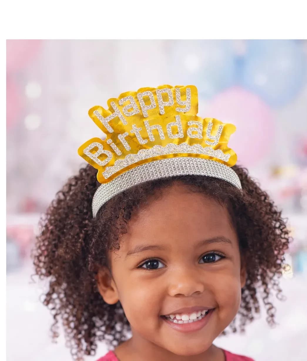 Golden Sparkle Happy Birthday Tiara Crown