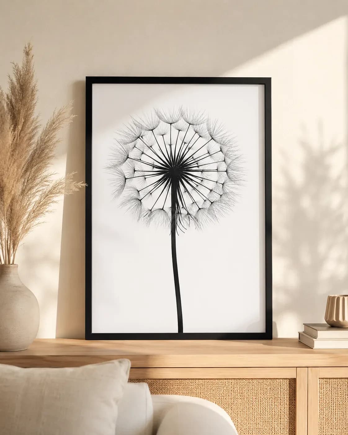 Dandelion Wall Art Frame – Black & White (A2 & A3)