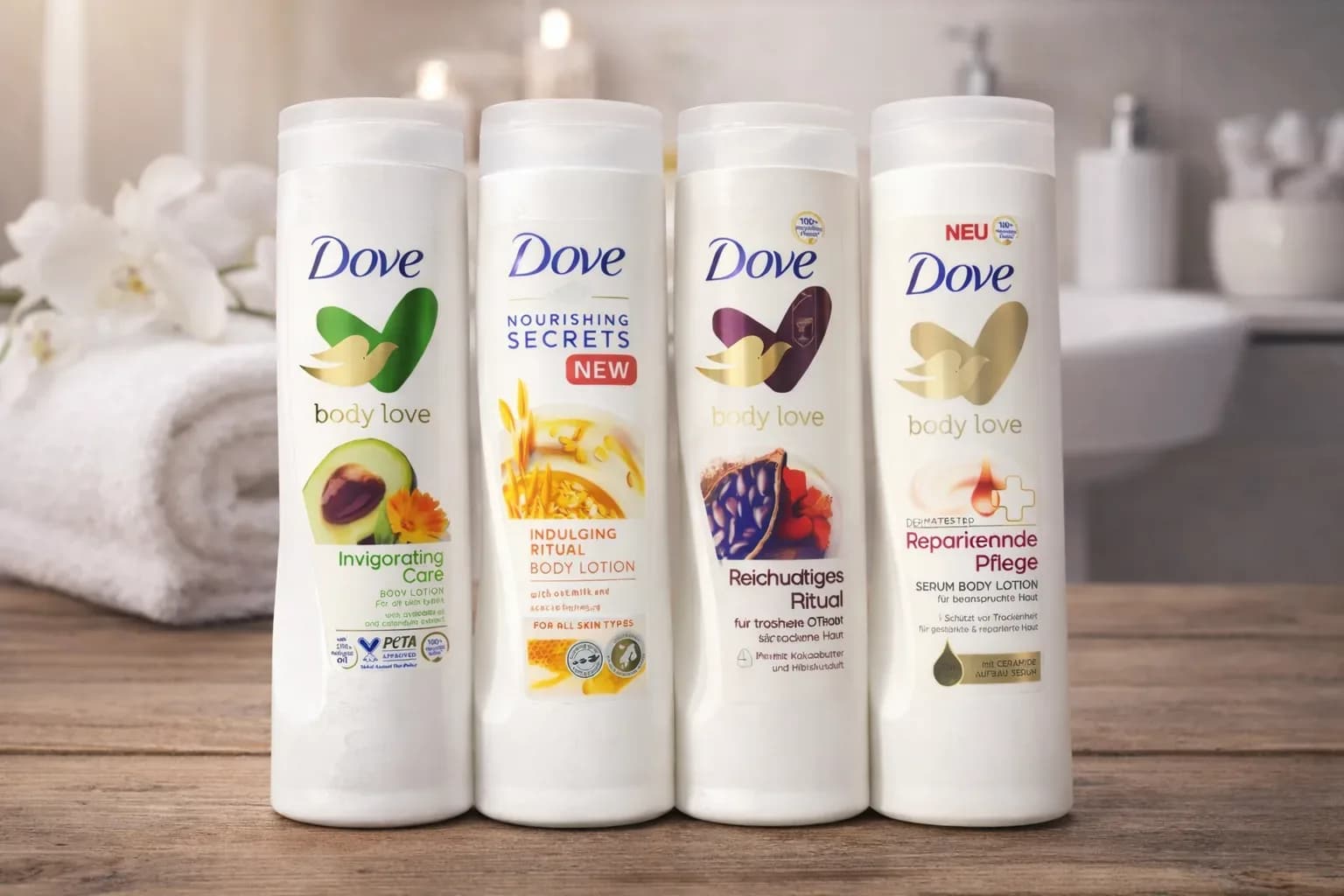 Dove Body Love Collection – Invigorating Care, Nourishing Secrets Indulging Ritual, Rich Nourishing Ritual & Repairing Care Serum Body Lotions