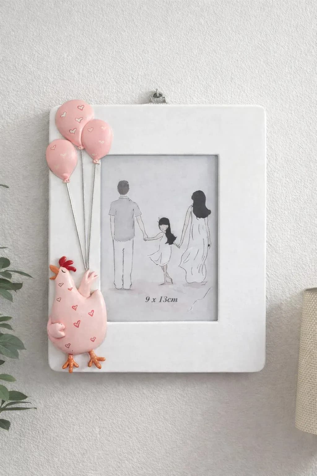 Cute Pink and Beige Chicken Balloon Photo Frame (9x13cm)