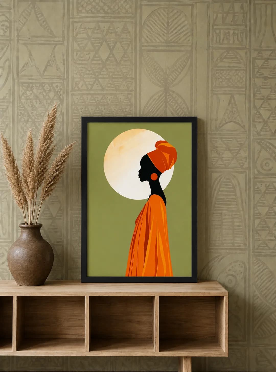 African Lady Wall Art Frame – A2 & A3 Sizes (Black Frame)