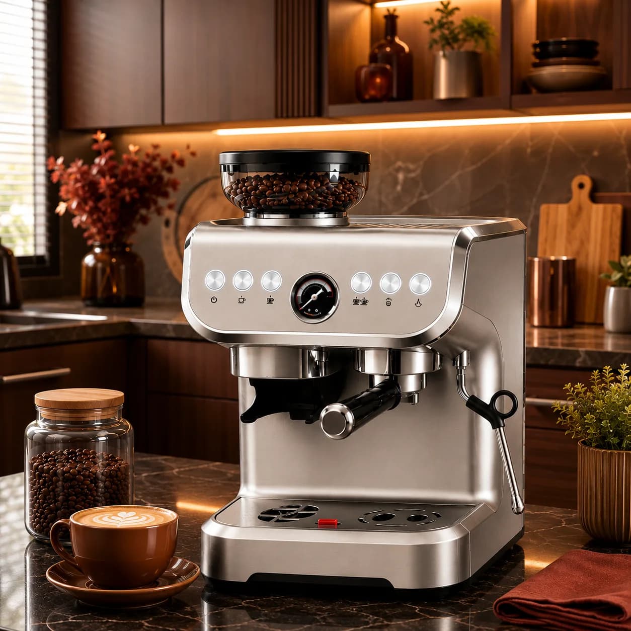 SAYONA 20 Bar 8-in-1 Espresso Machine with Conical Burr Grinder
