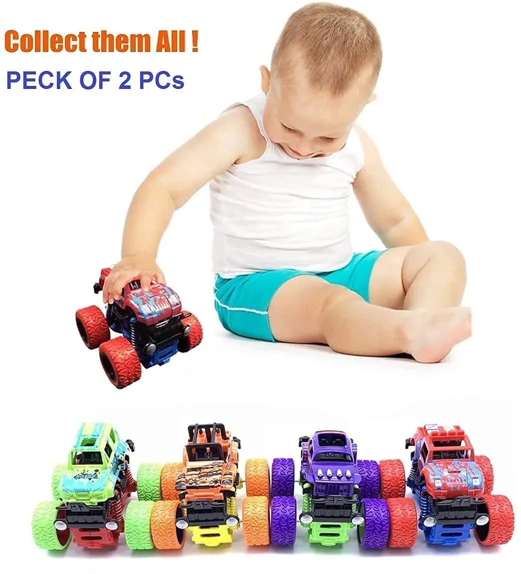 Sky Tech Big Size Monster Truck Friction Powered 4wd Cars Toys, 360 Degree Stunt Push go Truck for Toddlers Kids Gift