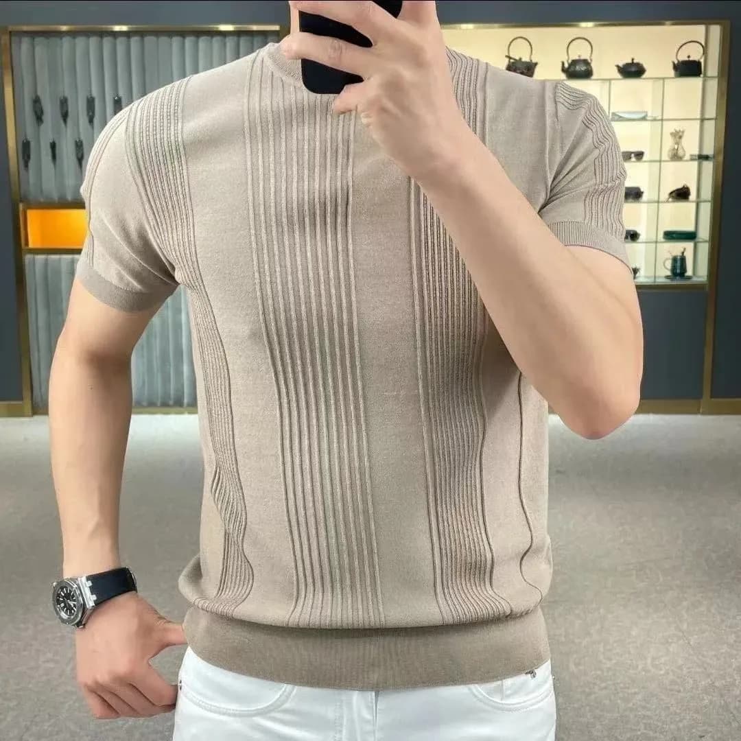 Men’s Vertical Textured Short-Sleeve Knit