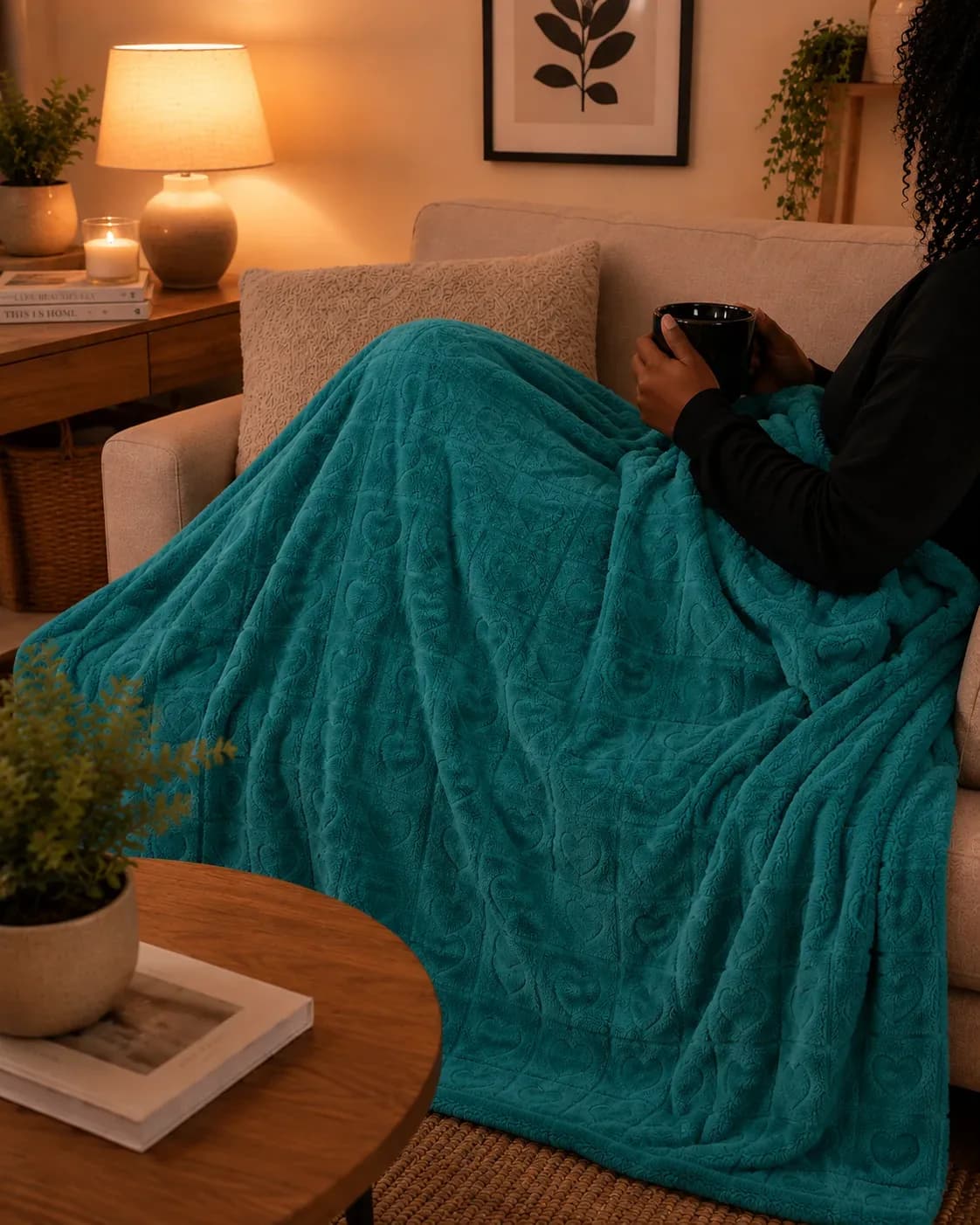 Emerald Green Plush Blanket – 140cm × 160cm