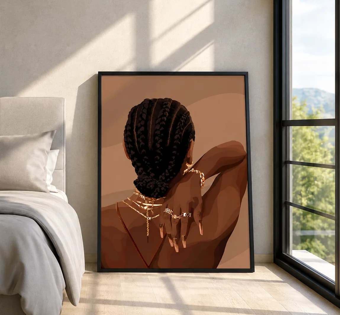 Elegant African Woman Art Frame – Modern Afro Portrait