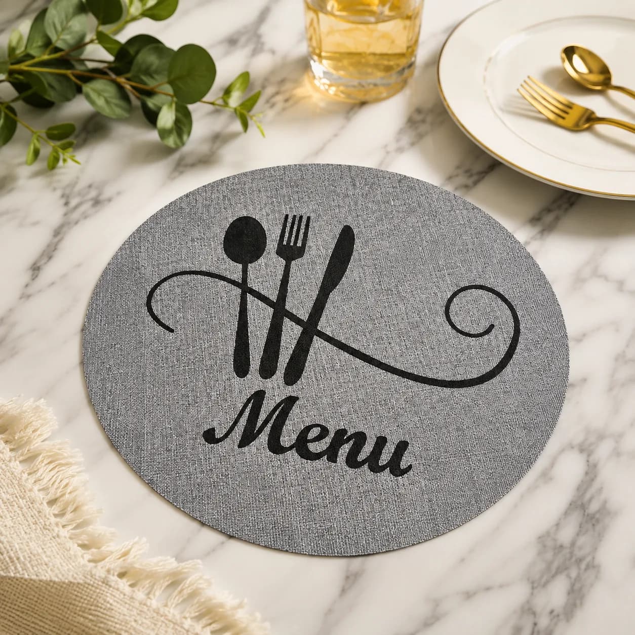 Round “Menu” Dining Table Placemat