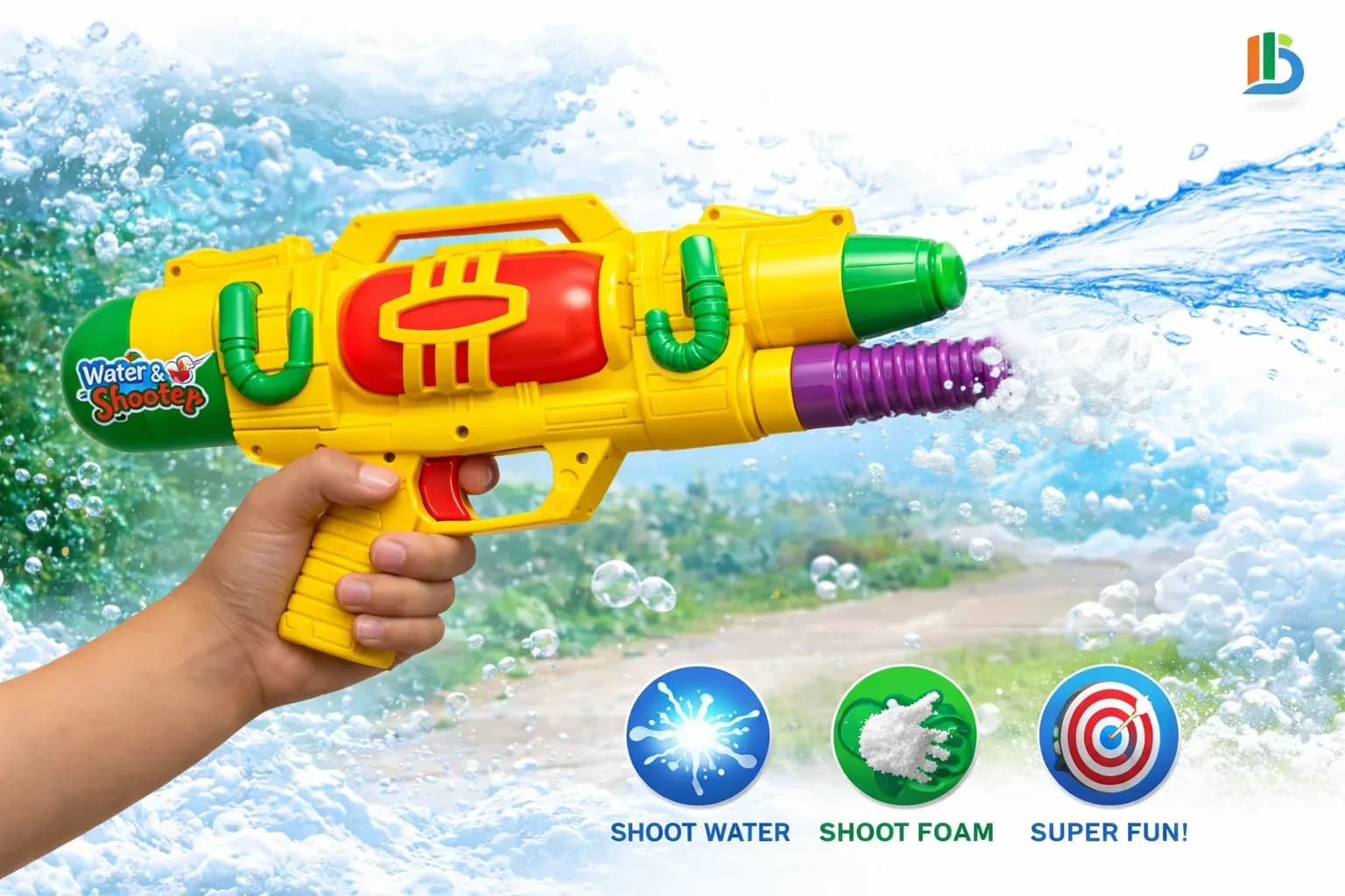 Double Nozzle Water & Foam Blaster Toy Gun