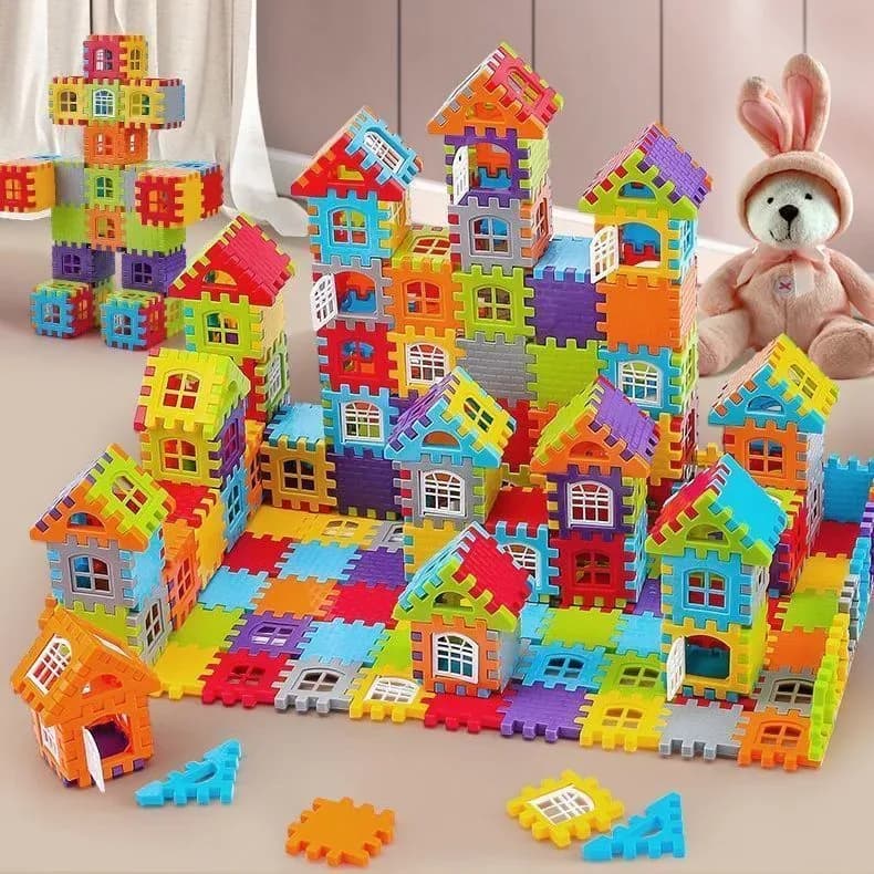 Kids Creative Building Blocks Set (Colorful Puzzle House Kit)