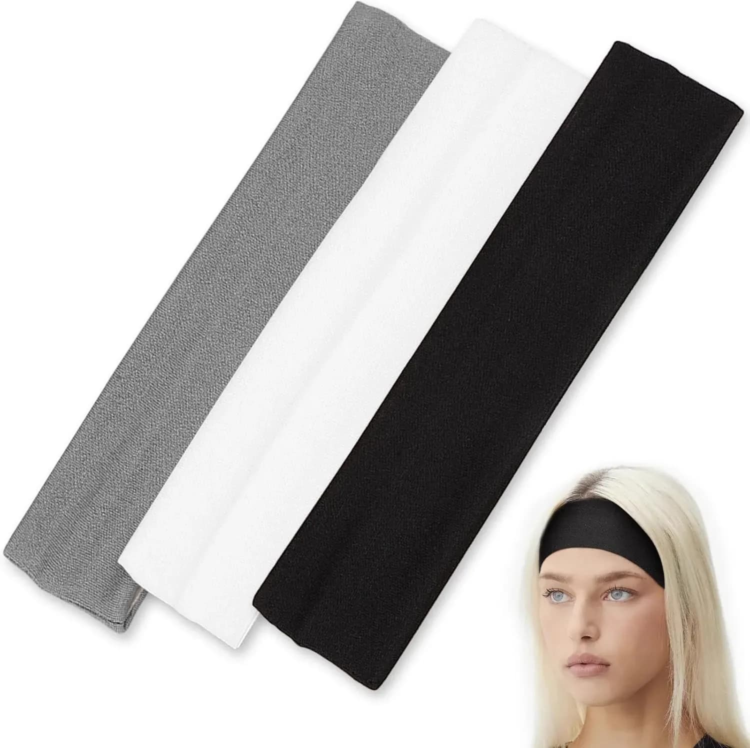 Headbands for Women's Hair, Cotton Sports Hairband for Women Girls, Breathable Hair Band for Sweat-Wicking,