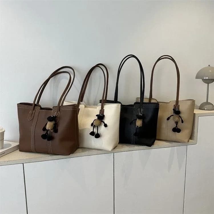 Elegant Mini Tote Shoulder Bag with Charm
