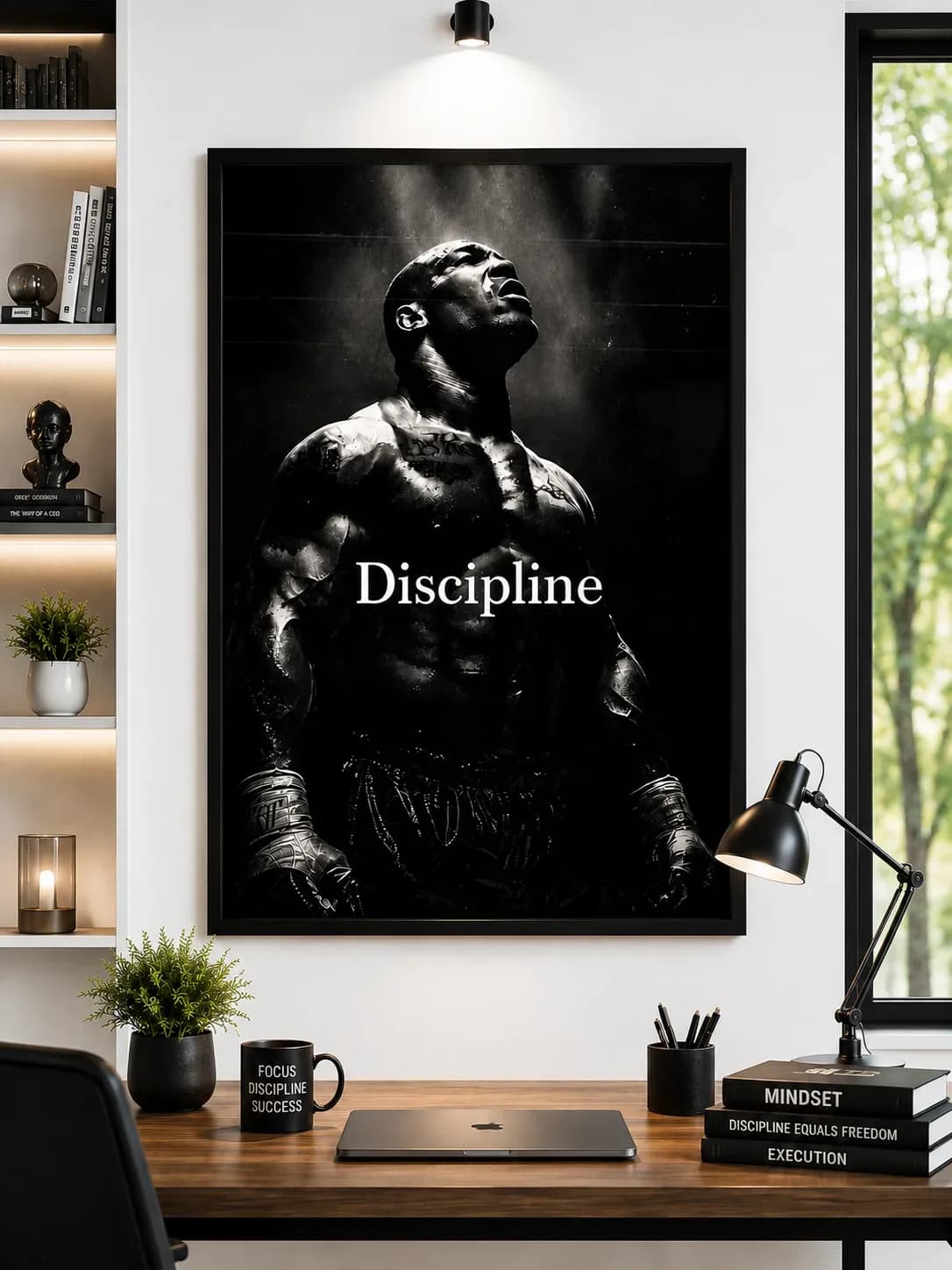 Discipline Motivational Wall Art Frame – Black & White Poster (A2 & A3)
