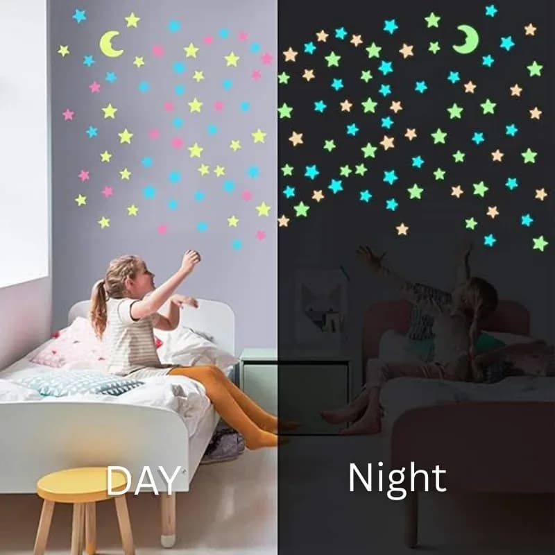 Glow-in-the-Dark Star Wall Stickers Set 50 & 100 pieces