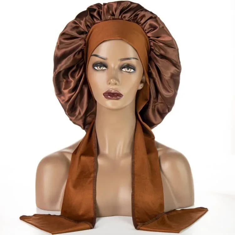 Satin Silk Bonnet for Sleeping Women Large Hair Bonnets Night Sleep Caps Scarf Wrap for Women Braids Curly Hair with Tie Band