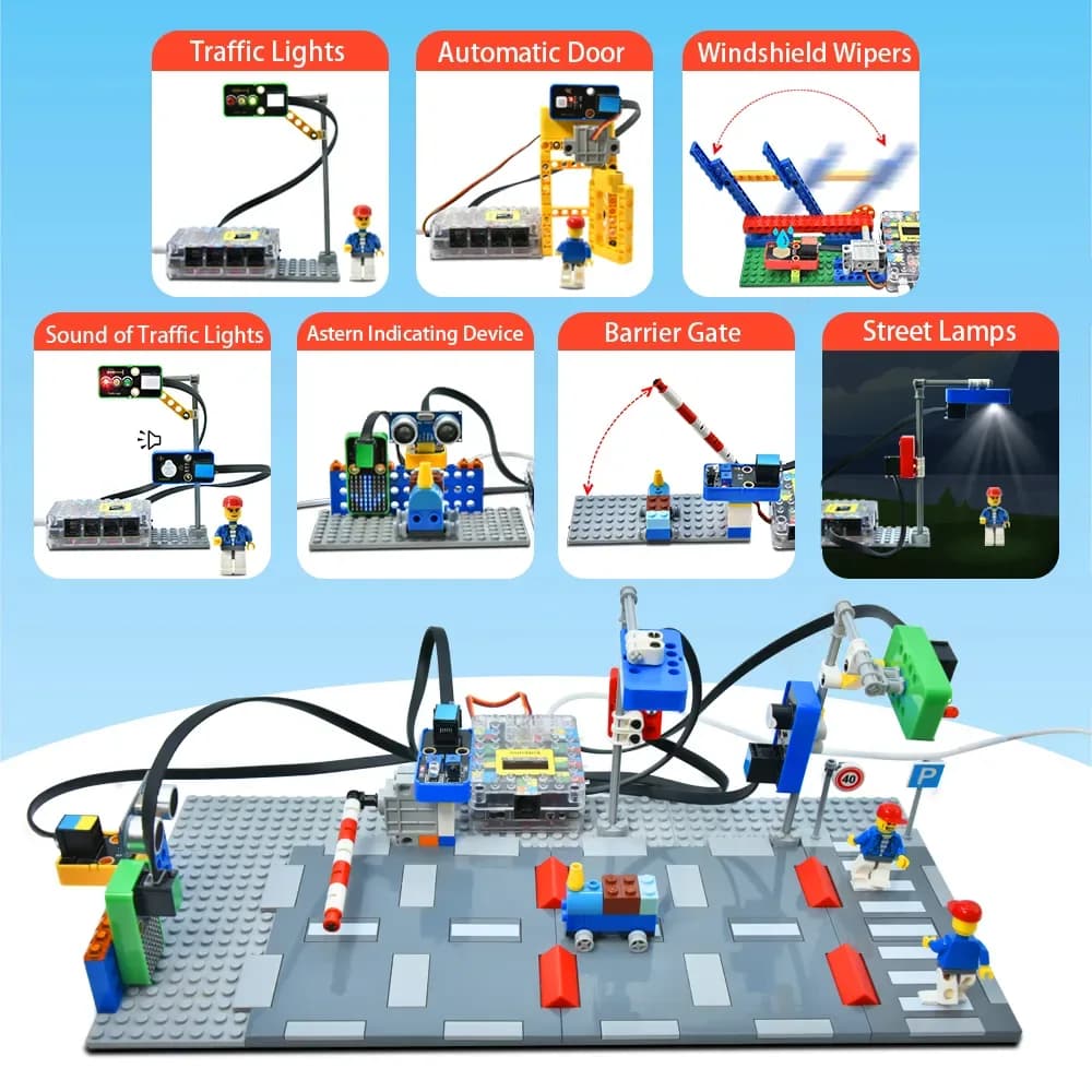 Kidsbits Intelligent Traffic System Kit for Arduino Compatible Lego Series STEM Education DIY Kit