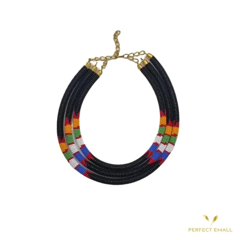 3 in 1 Solid Beaded Chokers Women’s Necklace Black