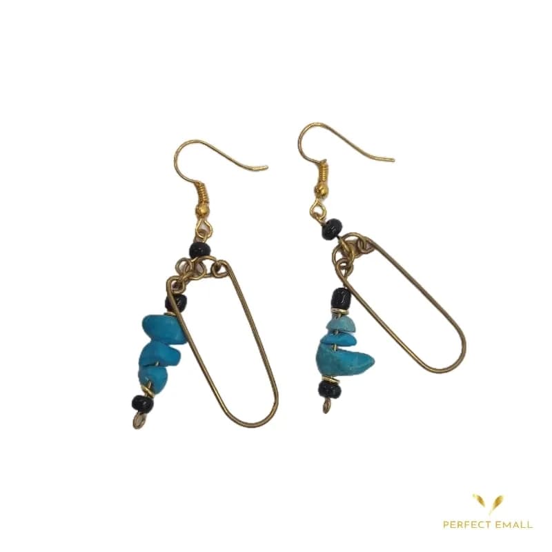 Copper Earrings Gemstone Blue