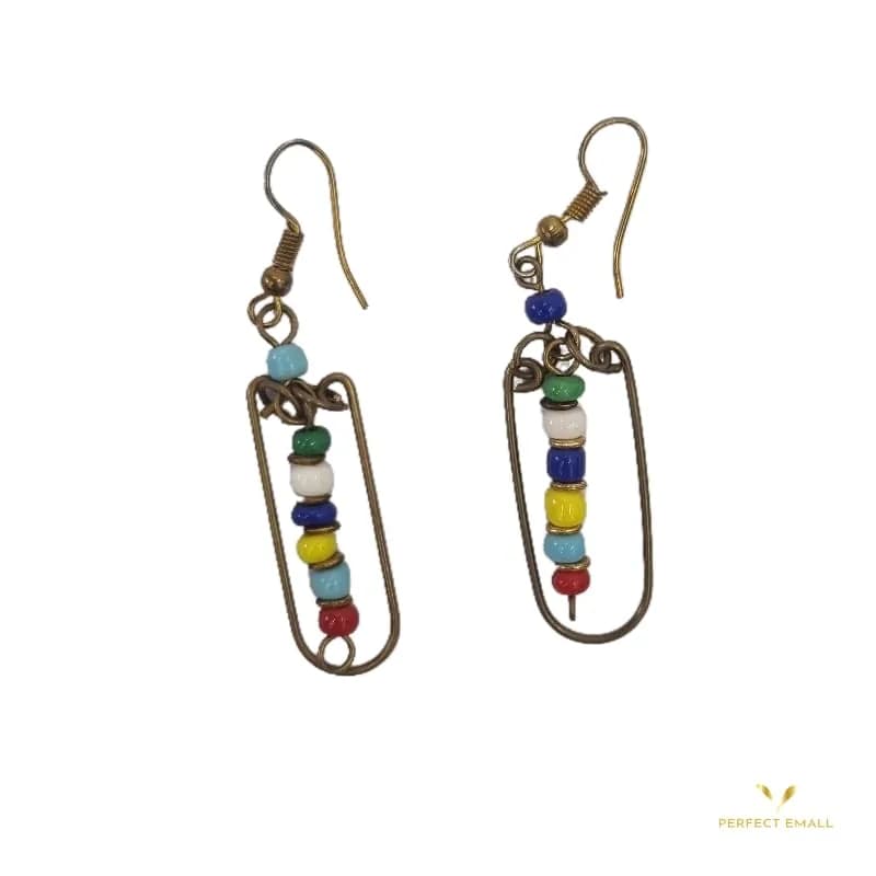 Copper Earrings Gemstone Colored