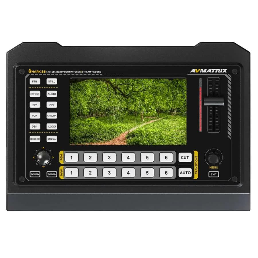 AVMATRIX Shark S6 | 6-Channel SDI/HDMI Switcher & Recorder | 5″ HD Multiview Display