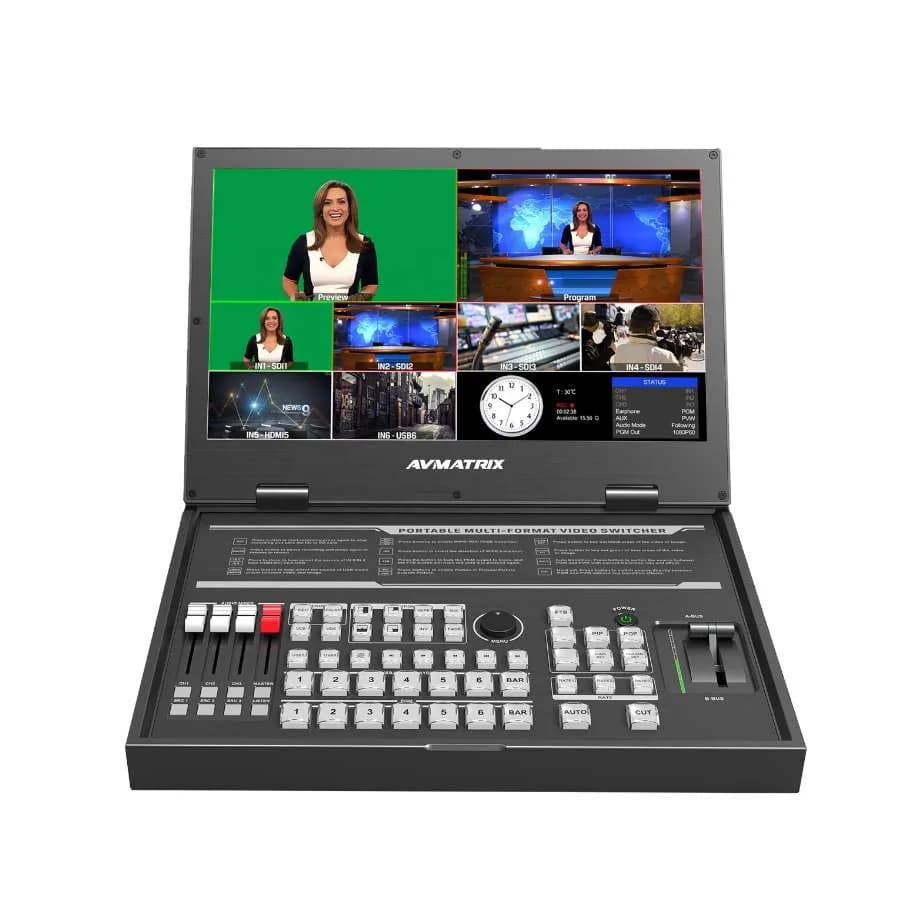 AVMATRIX PVS0615U | Portable 6-Channel SDI/HDMI Switcher & Recorder | 15.6″ FHD Multiview Display