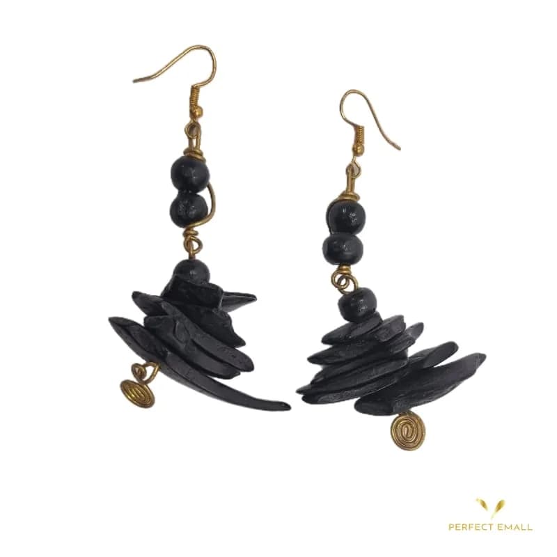 Solid Stones Earrings black
