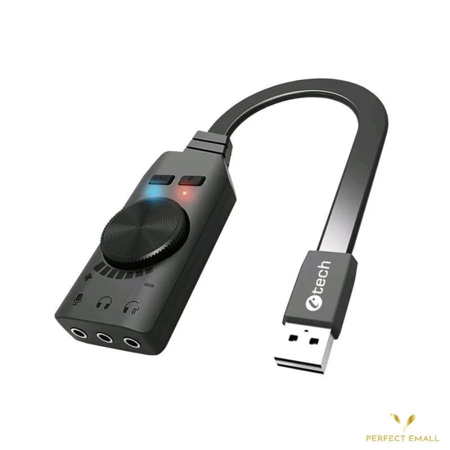 C-TECH SC-7Q USB Sound Card | 7.1 Surround Sound | Audio Switch | External Audio Adapter
