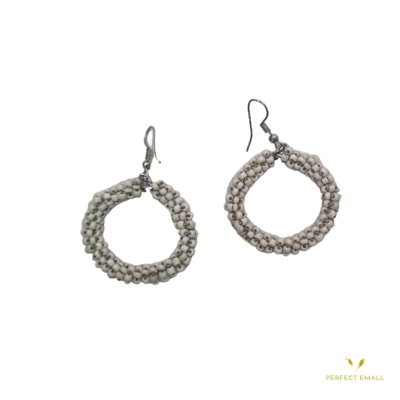 Beads Earrings -White