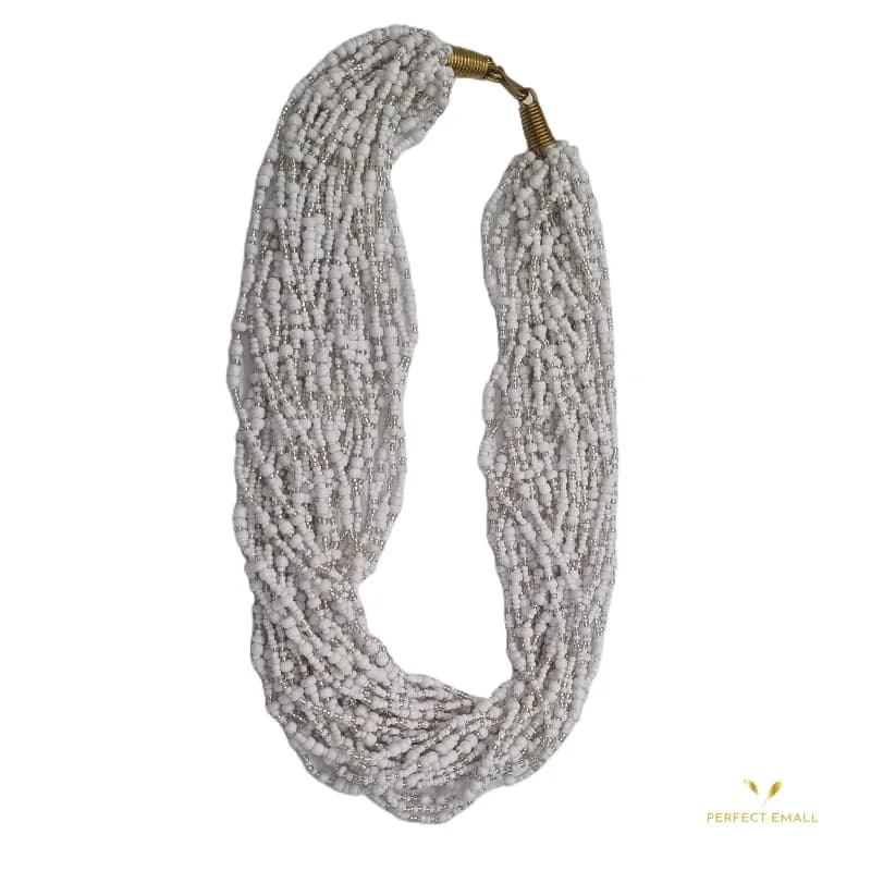 Soft Cuff Beads Necklace for Women White