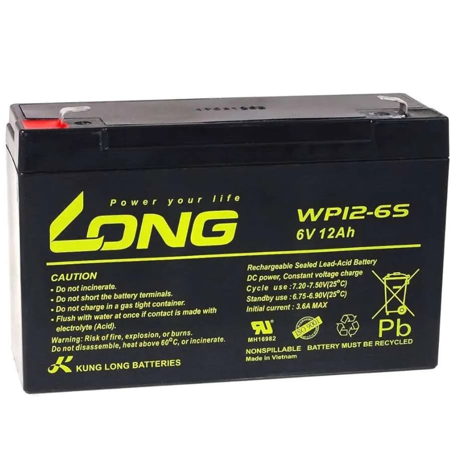 LONG WP12-6S Rechargeable Sealed Lead-Acid Battery – 6V 12Ah