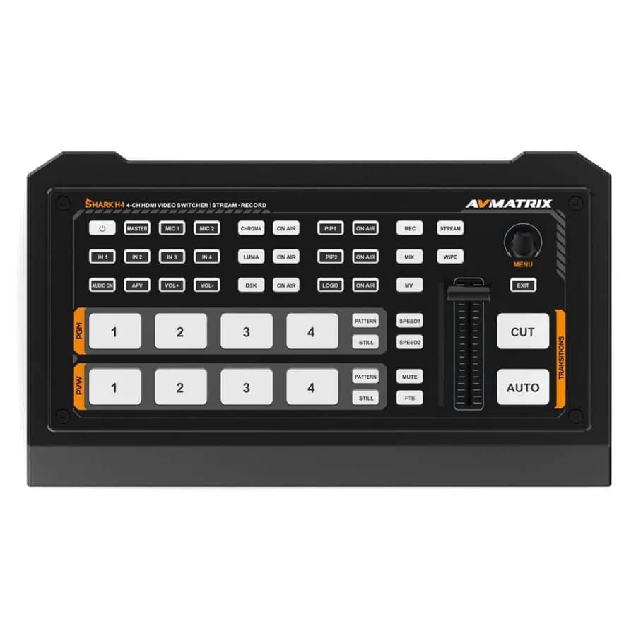 AVMATRIX Shark H4 | 4-Channel HDMI Switcher & Recorder | 1080p60 Multiview & Streaming