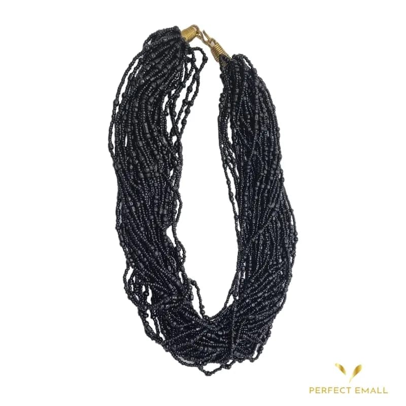 Soft Cuff Beads Necklace for Women black