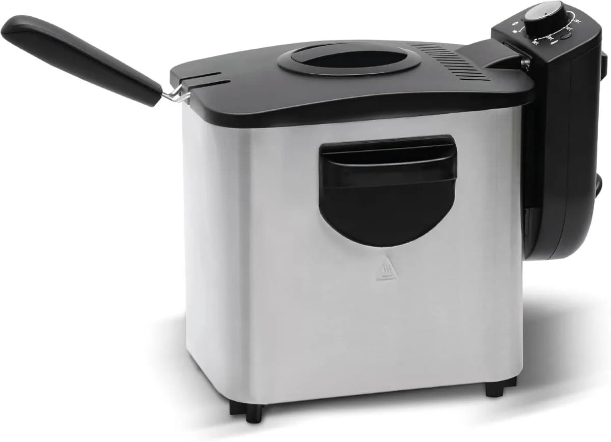 Nobel Deep Fryer with 4L Frying Capacity, Detachable Enamel Oil Tank Dishwasher Safe with Adjustable Temperature Control NDF8G Silver with 1 Year Warranty