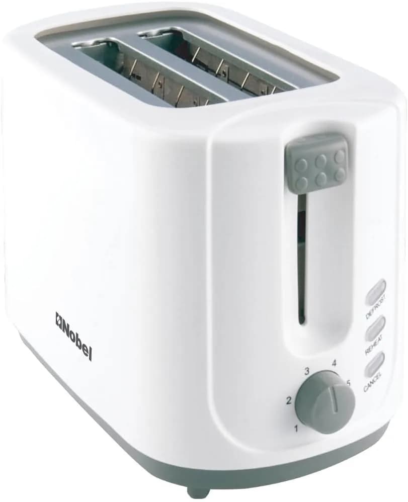 Nobel 2-Slice Toaster with Precise Toasting, Reheat, and Easy Cleaning for Effortless Breakfasts NST2T White with 1 Year Warranty