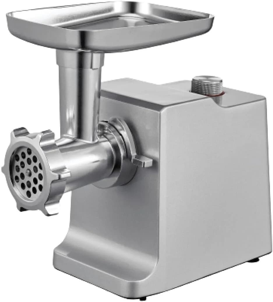 Nobel Meat Grinder with Full Copper Motor and 3 PCS S/Steel Plates-3mm+5mm+8mm, Full Metal Gear Two Speeds Metal Linker + Reverse Function with Accesories, NMG3000 Silver 1 Year Warranty