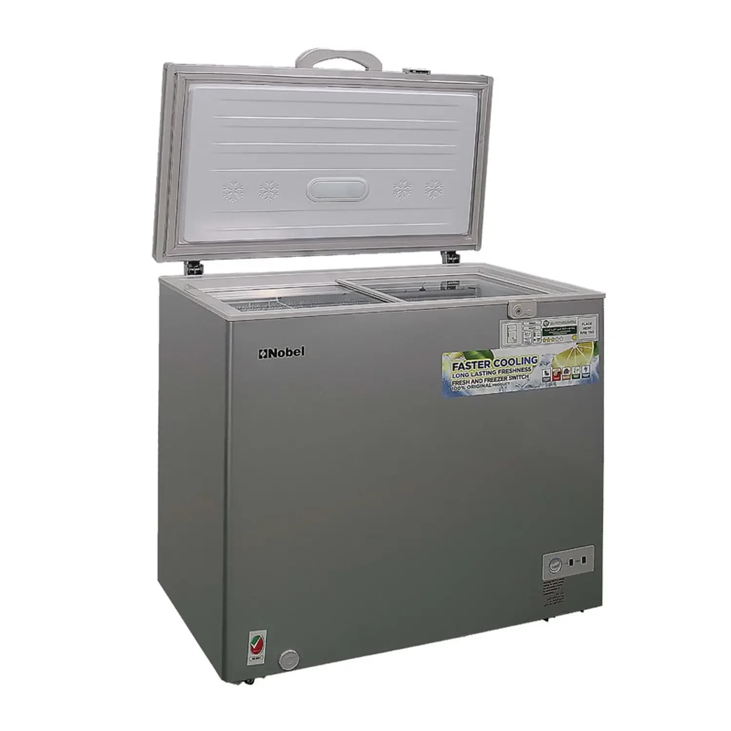 Nobel Single Door Freezer Silver 200 Litres Gas R600a Glass Sliding Door Lock And Key