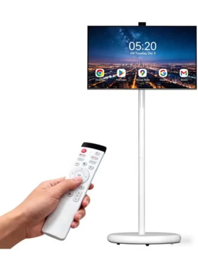 VLH 27″ FHD Touch Screen Rolling TV, Smart Portable TV on Wheels, 6G+128GB, 27000mAh Battery, Android 15 OS, EDLA-Certified, Wireless Tablet TV with Voice Remote Control, Built-in 13MP Camera