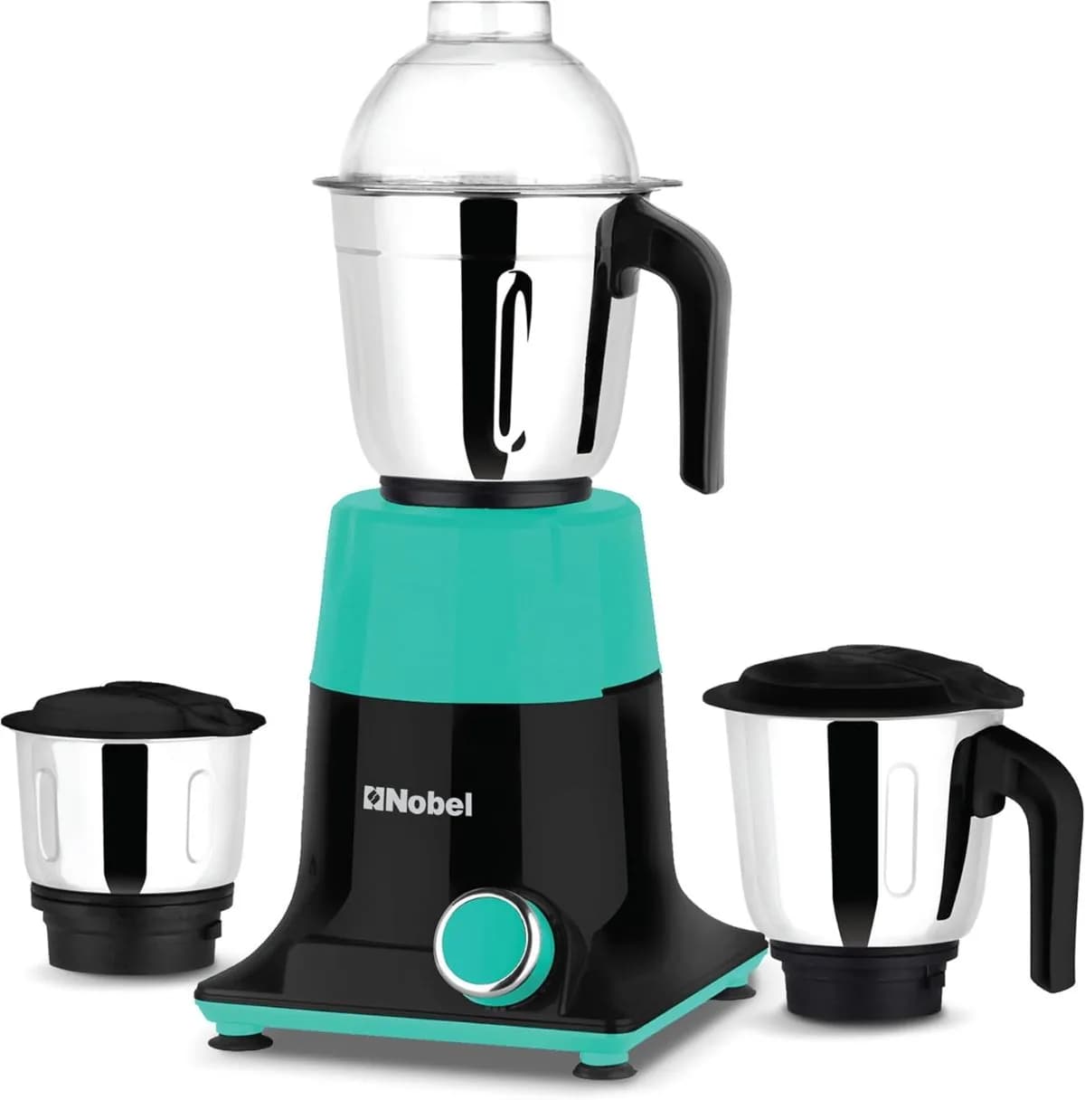 Nobel 3 in 1 Mixer Grinder, Powerful Motor, Wet Grinding Jar, Dry Grinding Jar, Chutney Jar, 3 Speed Control, Pulse Function, Stainless Steel Jars & Blades, Made in India NB201SS, Black/Green