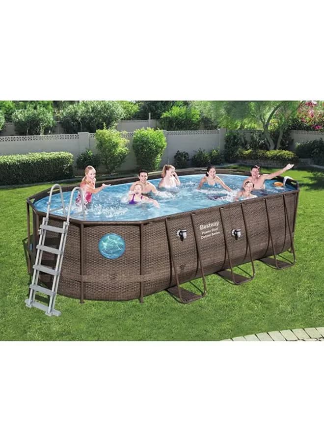 Power Steel Swim Vista Series Ii Oval Shaped Pool Set - 1 Pool, 1 Filter Pump (Compatible With Type Iii Cartridge), 1 Safety Ladder, 1 Pool Cover, 1 Chemconnect Dispenser 5.49 x 2.74 x 1.22meter