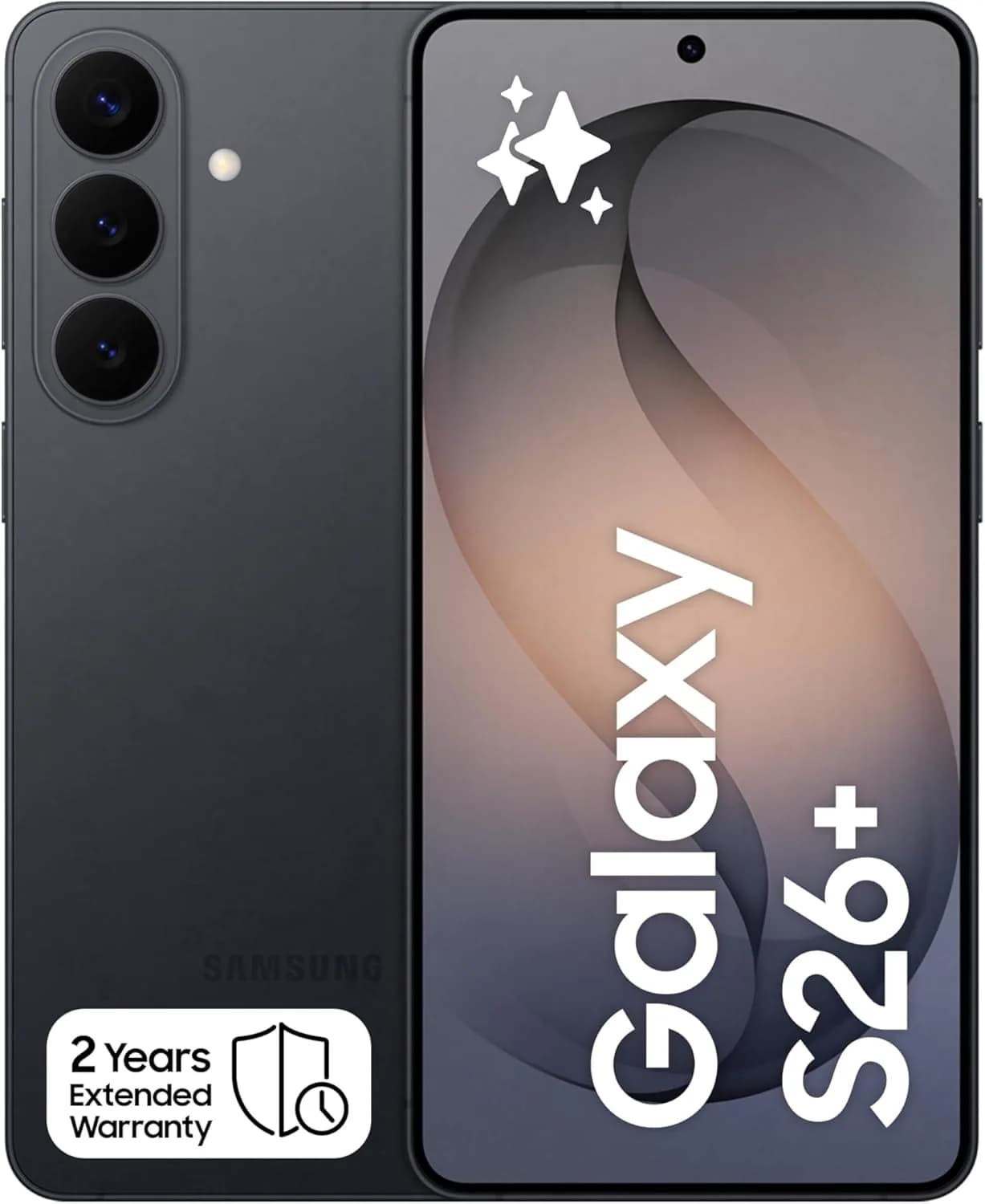 3 % Samsung Galaxy S26+ Black, 256GB Storage, AI Phone, 12GB RAM, Customized AP, Photo Assist, 50MP Camera, 4900mAh Battery, 2 Year Manufacturer Extended Warranty (Rwanda Type Approved)