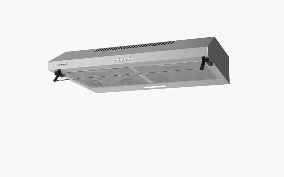 Bompani 60cm Built-In Kitchen Hood Stainless Steel, Push Button, 3 Speeds, LED Light, Carbon Filter, H1160STN