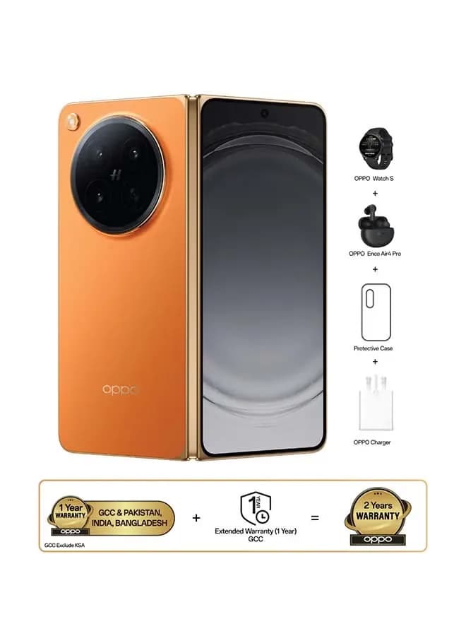 OPPO Find N6 Foldable Smartphone, 16GB RAM + 512GB Storage, Snapdragon Processor, 7.8" AMOLED Display, 5G, Premium Foldable Phone – Blossom Orange