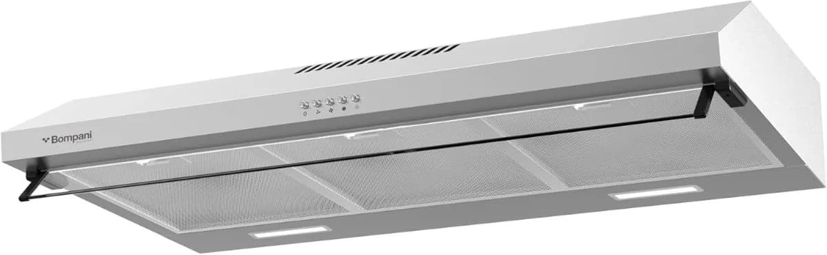 Bompani 90cm Built-In Kitchen Hood Stainless Steel, Push Button, 3-Speed, Dual LED Light, Carbon Filter – Model H1190STN