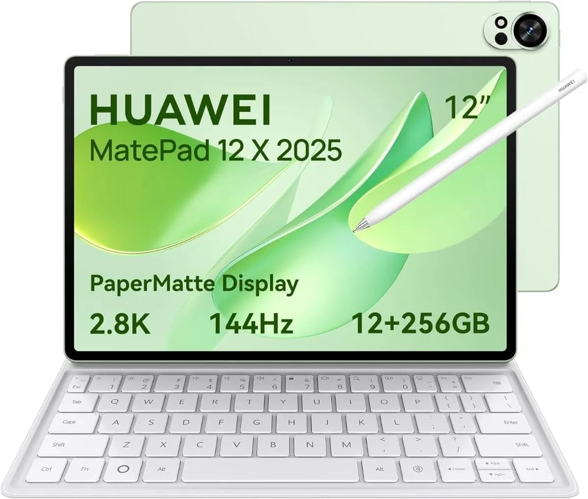 HUAWEI MatePad 12X 2025 Tablet 2.8K 12-inch PaperMatte Display, 144Hz, 12+256GB, 10100 mAh Battery, 66W SuperCharge, WiFi 7, WPS Office, 6 Speakers, UItra-light Keyboard + Free M-Pencil Pro, Green