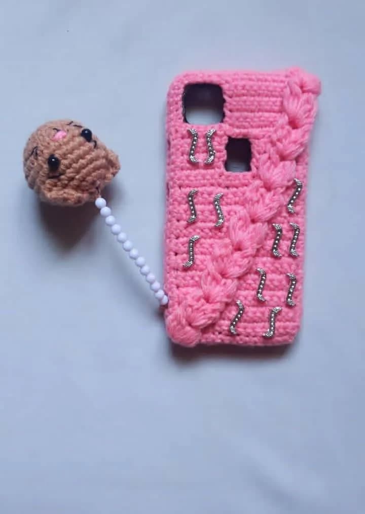 Pink Crochet phone case
