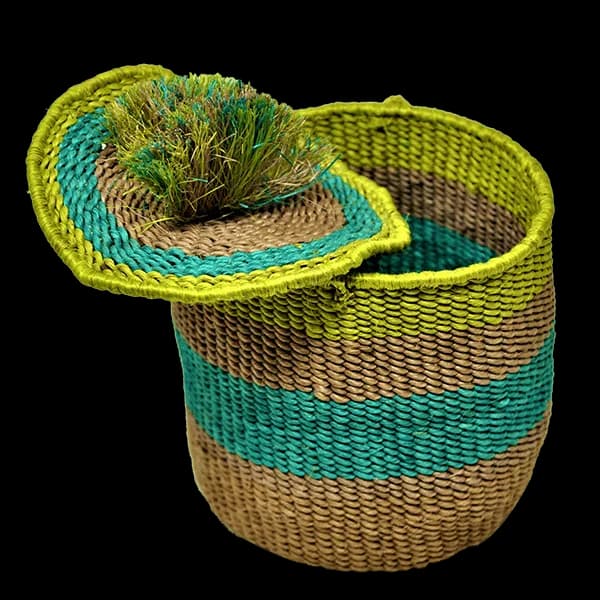 Rwandan Natural Handwoven Multi-Color Sisal Basket