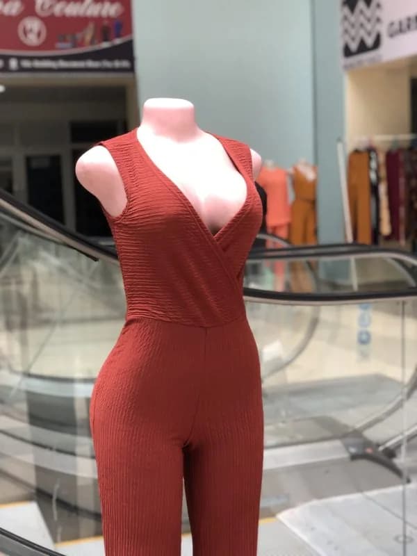 Mohogany orange sleeveless Jumpsuit