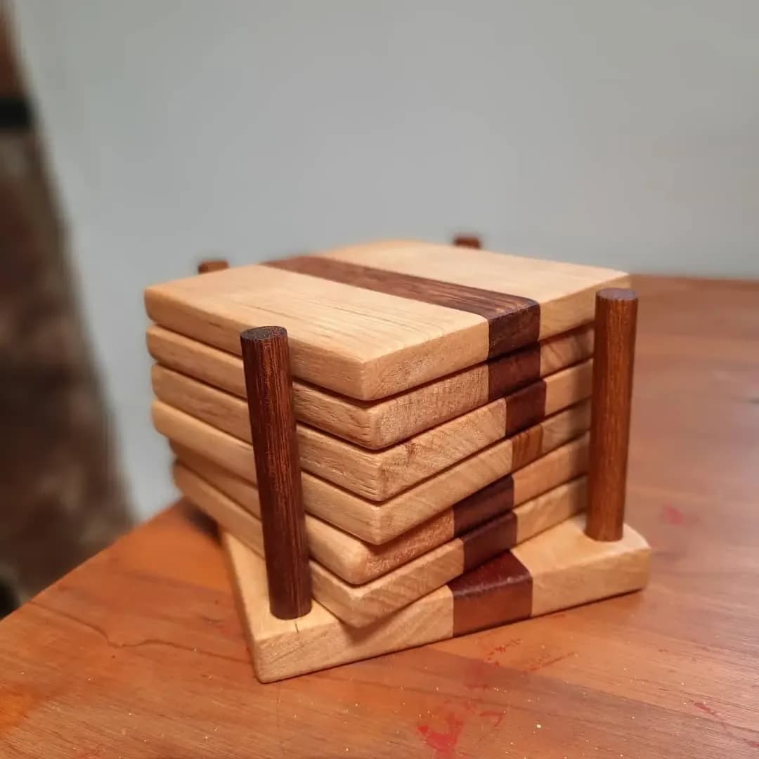 Wooden Coasters- set of 6pcs