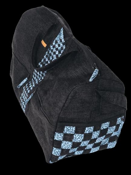 Patrone Limbag – Travel and Accessories Bag - Black With light Blue square Print By Aflimba